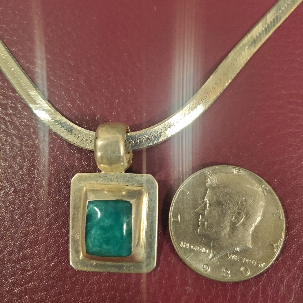 Men's Sterling Silver Necklace Pendant Vintage Taxco Mexico - Picture 3 of 6
